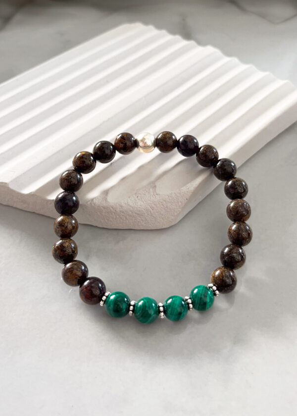 Bronzit ve Malakit 8mm Doğal Taş Bileklik - Görsel 3