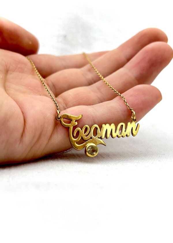 22 Ayar Altın Kaplama Sitrinli Gümüş İsimli Yazı Kolye - Görsel 2