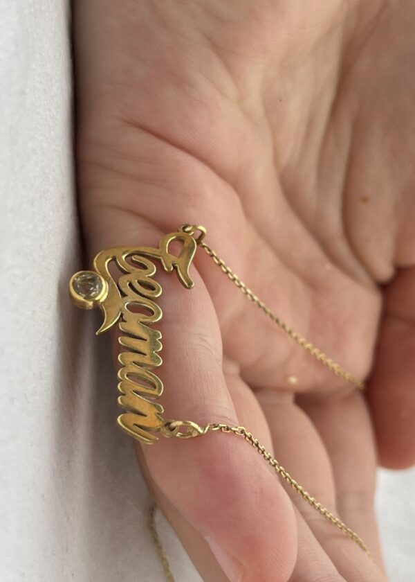 22 Ayar Altın Kaplama Sitrinli Gümüş İsimli Yazı Kolye - Görsel 3