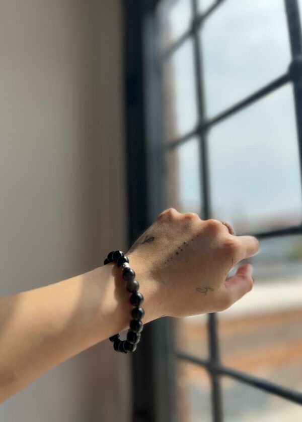 Obsidyen 10 mm Doğal Taş Bileklik - Görsel 6