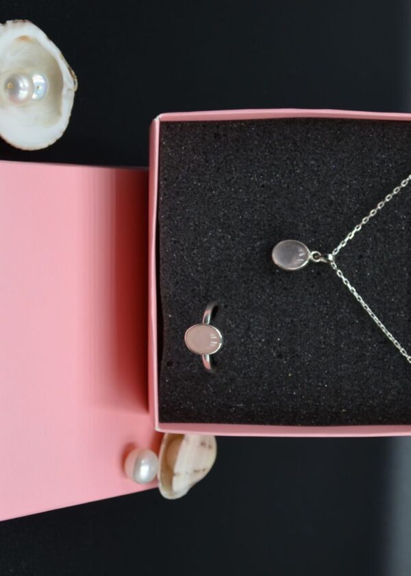 Gerçek Oval Pembe  Kedi Gözü  Kolye |  925 ® Gümüş - Görsel 6