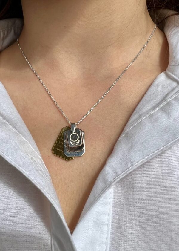 Ayetel Kürsi  Nazar Dualı Allah Lafzlı ve AllatRa lı Gümüş Kolye Dikdörtgen Form - Görsel 6