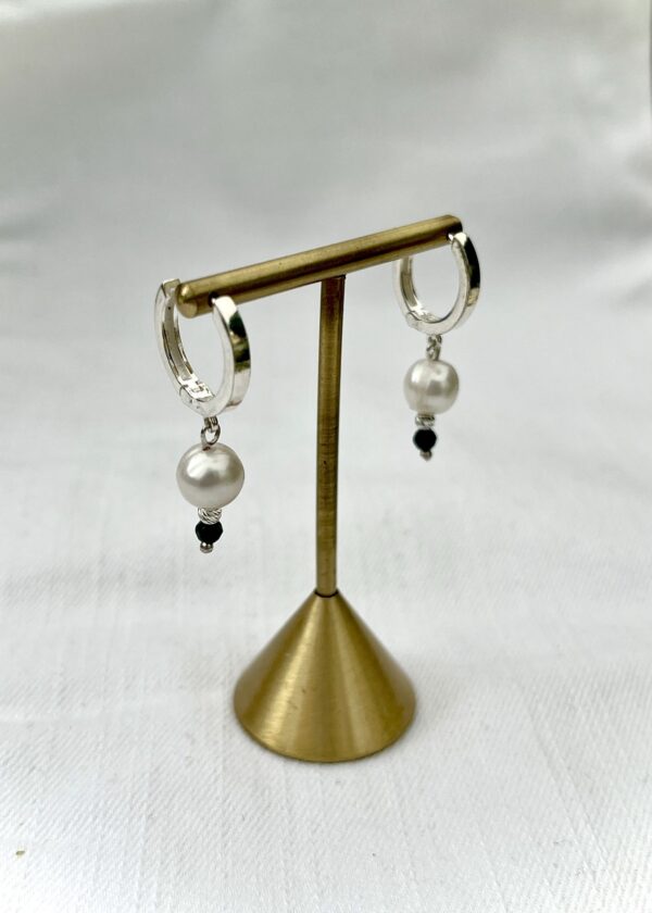 Gerçek İnci Malakit Detay Küpe | 925 ® Gümüş - Görsel 3